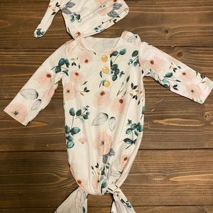 Knotted gown with matching hat